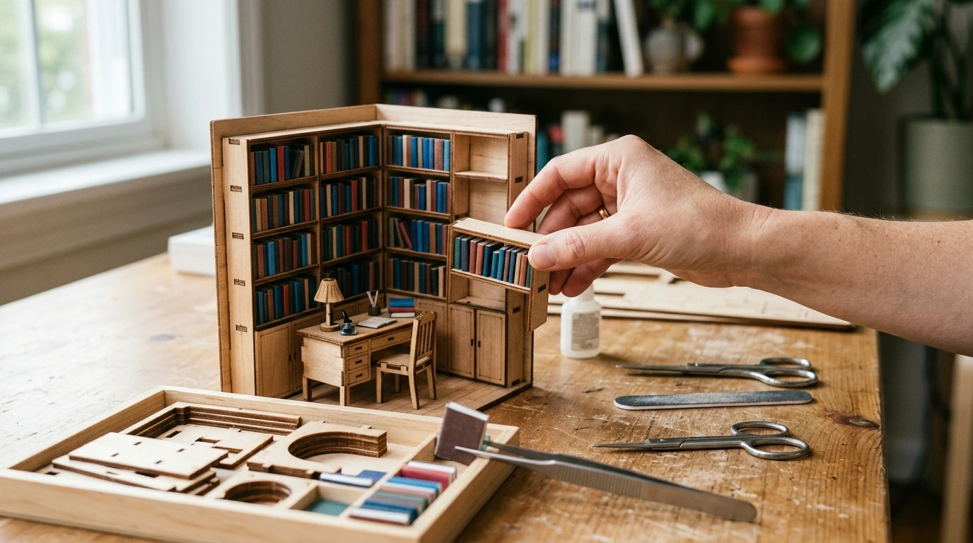 Build a Tiny Magic Study: 3D Wooden Puzzle Mini Kit