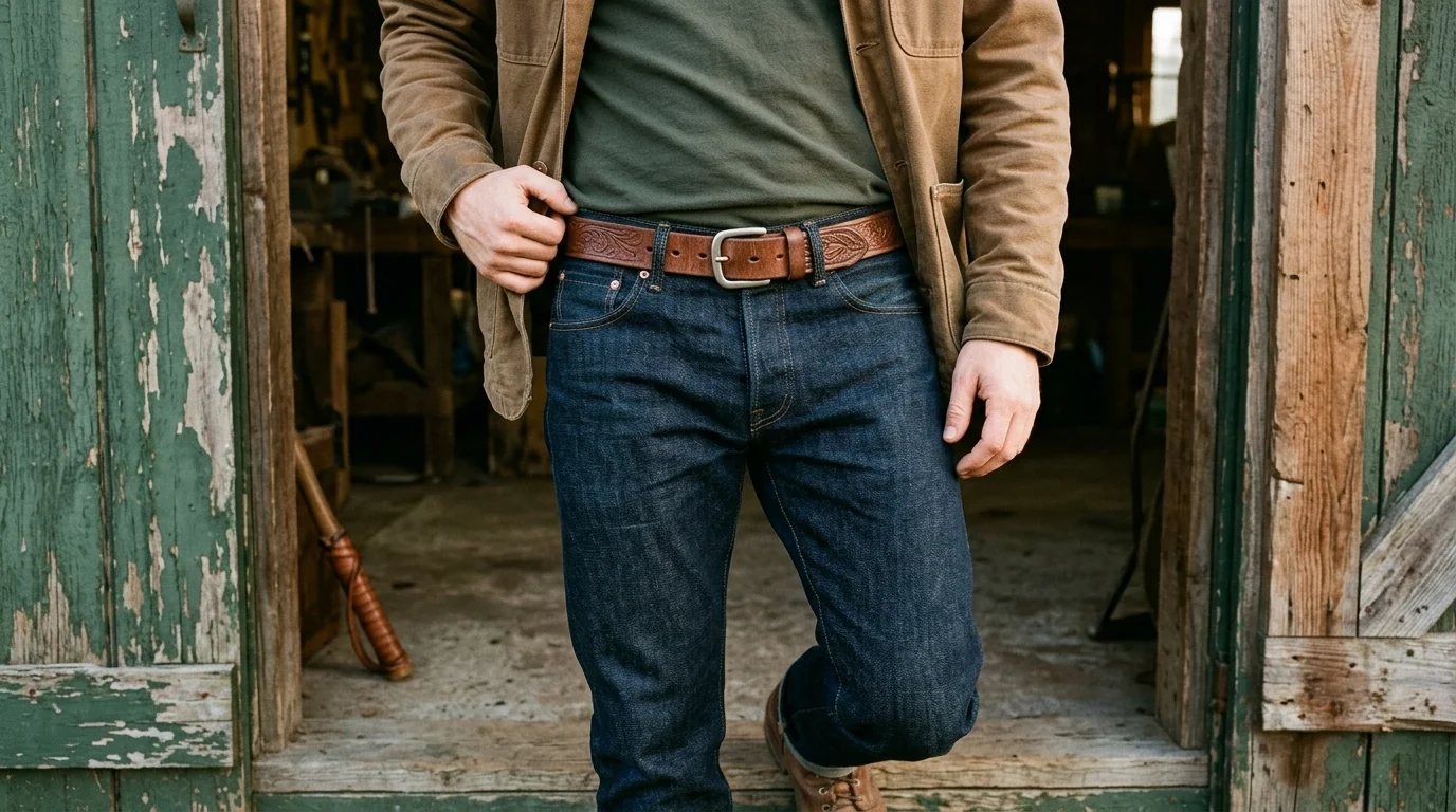 Men’s 1.5" Embossed Western Leather Belt: Fit & Style