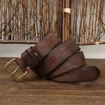 3.8cm Men’s Leather Belt with Copper Buckle: Fit & Style