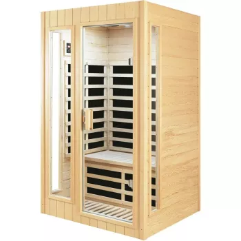 2-Person Low-EMF Infrared Sauna: Bluetooth + Hemlock