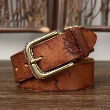 3.8cm Genuine Leather Belt: Copper Buckle, Casual Luxury