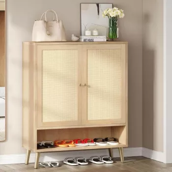 5-Tier Rattan Shoe Cabinet: Tidy Entryway Storage