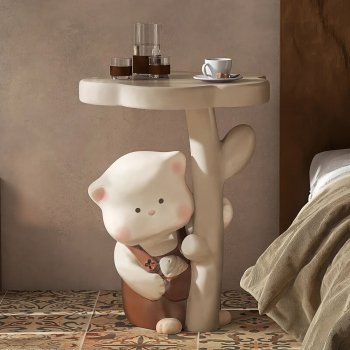 Cartoon Cat Resin Side Table: Playful, Practical Decor